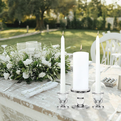 Unity Candle Holder - Glass Candle Holder for Pillar Candle and Taper Candle, Clear Unity Candle Holder Set of 3, Decorative Candlestick Holder Glass Candle Stand for Wedding Table Centerpiece Dinning