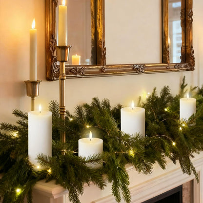 JOIONE Battery Operated Candles with Remote, LED Flameless Real Wax Pillar Candles Set of 4, Timer Function, Safe Home Décor for Living Room, Bedroom, and Dining Table, White