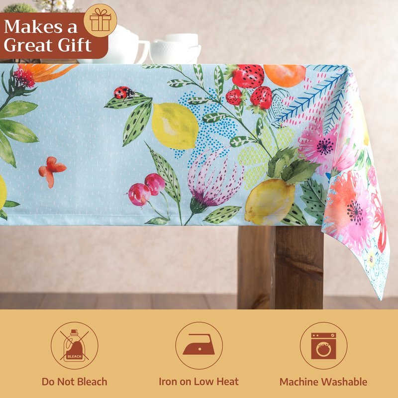 Maison d' Hermine Table Cloth Rectangle Table 100% Cotton 54 x 72 Inches Tablecloth Reusable Decorative for Dining Kitchen Room Farmhouse Home Gifts for Mothers day Spring Summer - Jardin D'Ete - Mint