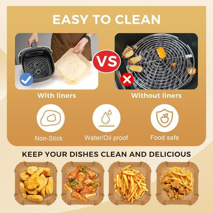Boribim 9 Inch Air Fryer Paper Liners - 360 PCS Non-Stick & Oil Proof Parchment for 6-10QT Baskets