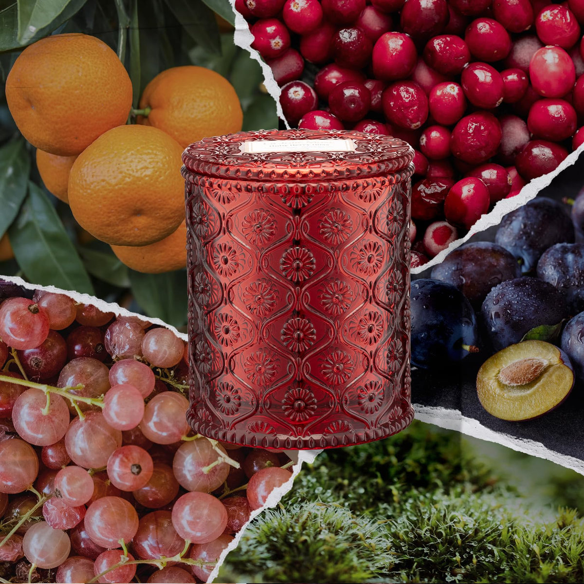 LA JOLIE MUSE Christmas Scented Candle Duo | 2×6 oz | Pomegranate & Pine & Ruby Berry Bliss | Evergreen, Berries, Festive | Holiday Vegan Soy Candles | Gift for Home Décor