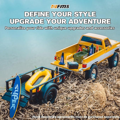 BEEZRC FMS 1/18 RC Crawler FCX18 Chevy K10 RC Truck RTR RC car Official Licensed Model Car 8km/h 4WD 900mAh Hobby RC Cars Remote Control Car with LED Lights Vehicle 4-Ch 2.4GHz Transmitter(Black)