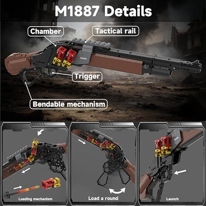 Sosuy Building Block Gun Sets M1887 1:1 DIY Shootable Shotgun Model Guns Toys for Adult Teen Boys Birthday for Men Kids Age 8+ Bricks Collection for Army Fan 1370PCS