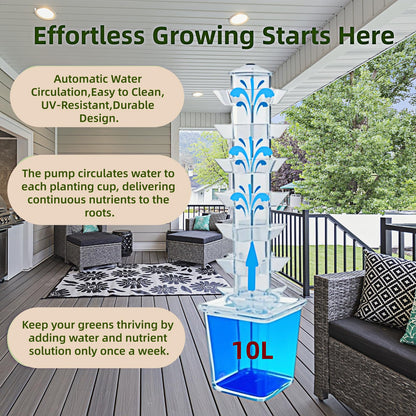 LnzyGarden Hydroponic Growing System Kit - Hydroponic Tower Indoor Smart Vertical Garden,Hydroponic Vegetable System,35 Pods, Automatic Timer, Gardening Gift