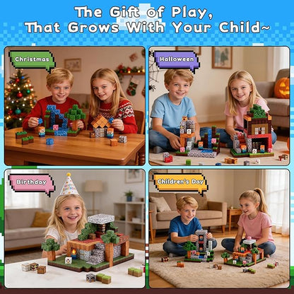 Magnetic Blocks 100 Pcs Building Cubes Game Build Forest World Set Stem Sensory Montessori Kids Toys for Toddlers Boys Girls Ages 3+ Stacking Magnets Tiles for Christmas Birthday Gifts