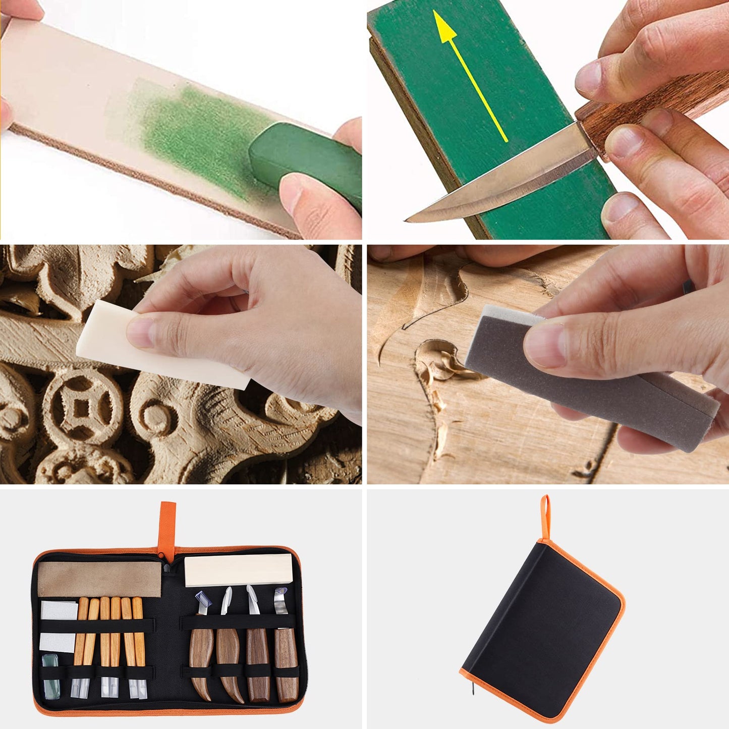 Olerqzer 26-in-1 Wood Carving Kit with Detail Wood Carving Knife, Whittling Knife, Wood Chisel Knife, Gloves, Carving Knife Sharpener for Spoon, Bowl, Kuksa Cup (26PCS)