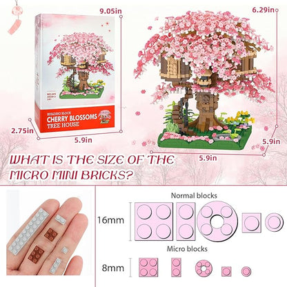 Cherry Blossom Bonsai Tree Mini Micro Building Set Japanese Sakura Tree House Model Sets for Adults Flowers House Mini Bricks Building Kit Creative Gift Toys for Teens 14 (2028PCS)