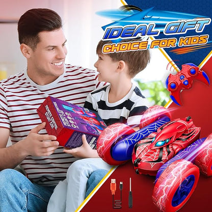 Remote Control CarDouble Sided 360° Rotating 4WD RC Cars Toys for 3-12 Year Old Boys 2.4GHz Electric Rechargeable Race Stunt Birthday Halloween Christmas Easter Toys for Boys 4-6 3-4