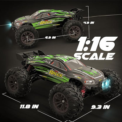 Hosim 2845 Brushless 60+ KMH 4WD High Speed RC Monster Truck 1:16 Scale RC Car All Terrain Off-Road Waterproof 2.4GHZ Hobby Grade Remote Control Vehicle for Adults Children(Green)