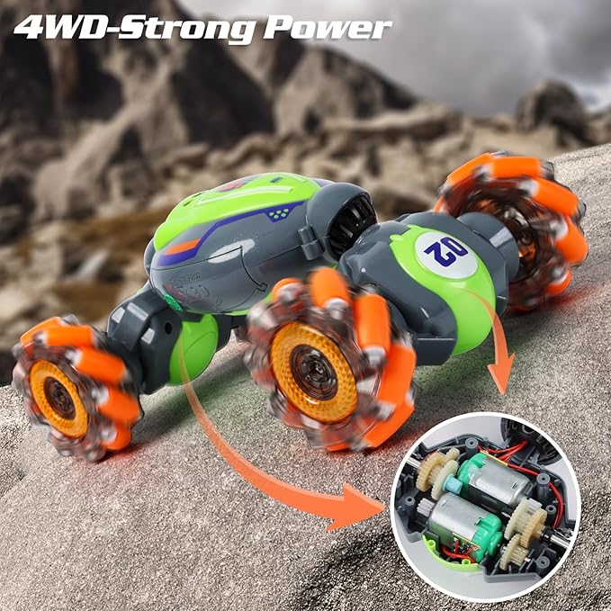 Gesture Sensing RC Stunt Car for Boys 6-12 Year Old 4WD Remote Control Cars Toys with Lights Music Best Birthday Gifts for Kids 2.4Ghz Hand Control Drift Car
