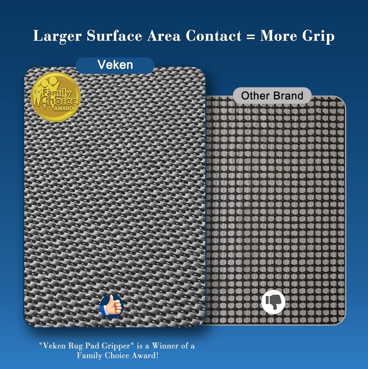 Veken 4 Ft Round Rug Pad - Non-Slip Gripper for Hardwood & Tile Floors | Thick Dark Grey Anti-Skid Mat