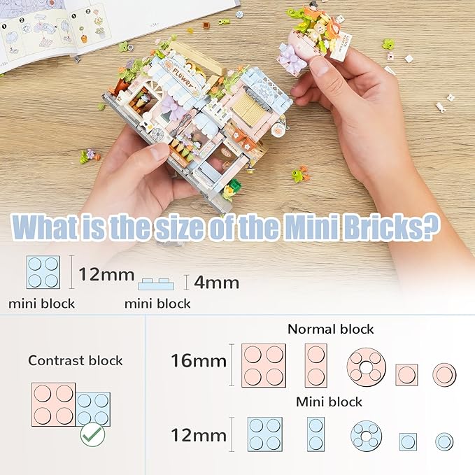 Street View Flower House Shop Mini Building Blocks MOC Creative Building Toys Cute Panda Building Set for Girls 6-12 Simulation Architecture Construction Toy Gift Idea for Kids Adults (854 PCS)