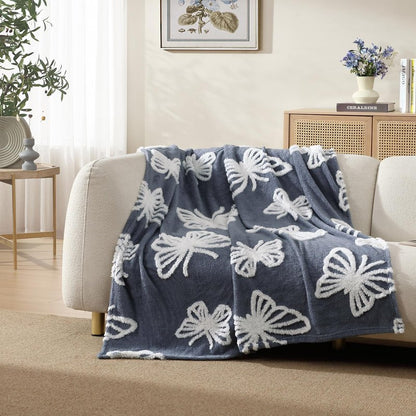 ClevaHome Super Soft Butterfly Pattern Throw Blanket - Ultra Cozy Warmth, Plush Fleece for All Seasons, Decorative and Comfortable, 50x60 inches