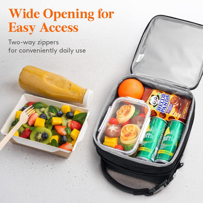 Lifewit Insulated Lunch Box - Expandable Cooler Bag with Ice Packs & Shoulder Straps | 8.2L Black