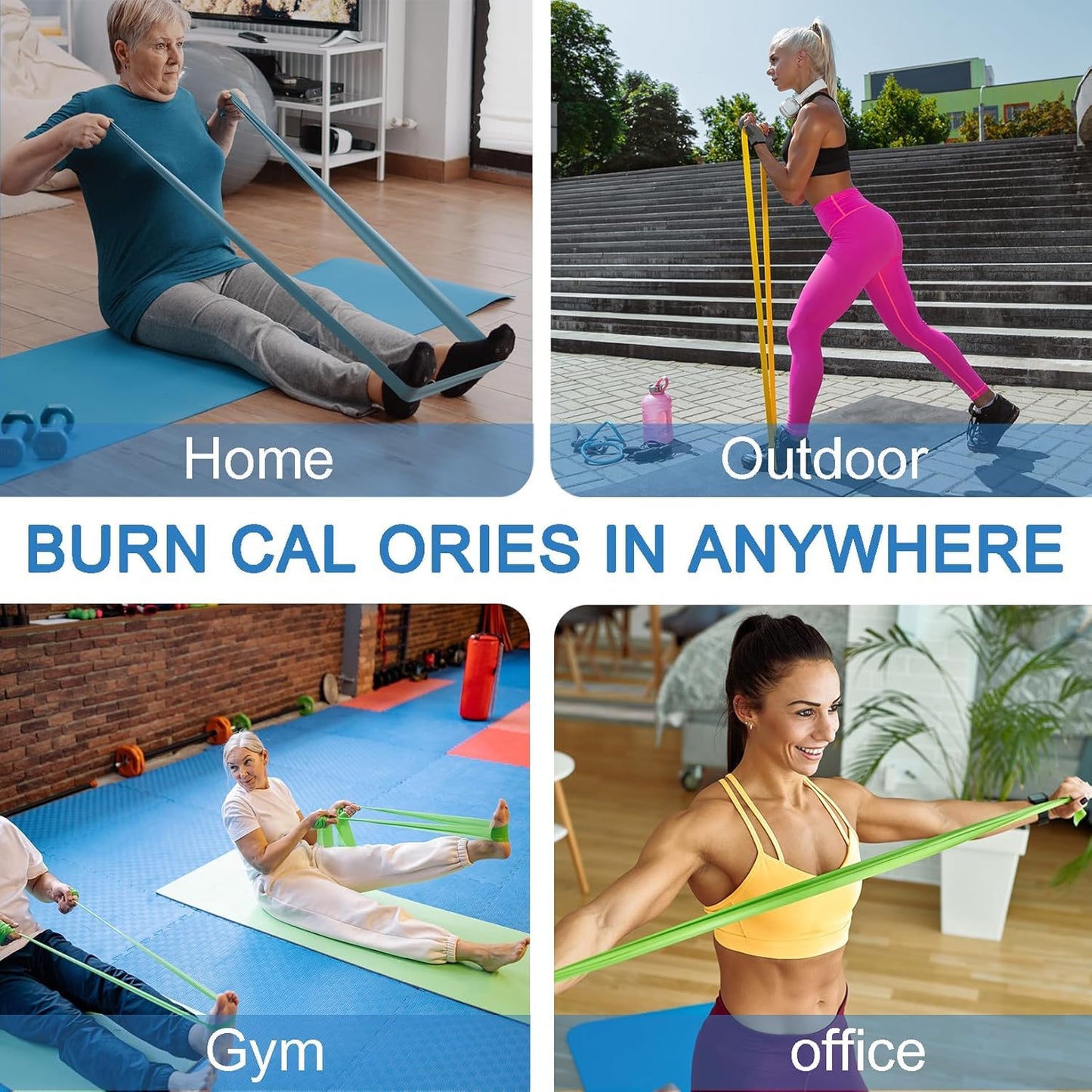 Lianjindun 5 Pcs Professional Resistance Bands. Latex-Free, Elastic Band, Work Out Bands, Stretch Bands for Working Out Women or Men, Exercise Bands Set for Physical Therapy, Yoga, Pilates