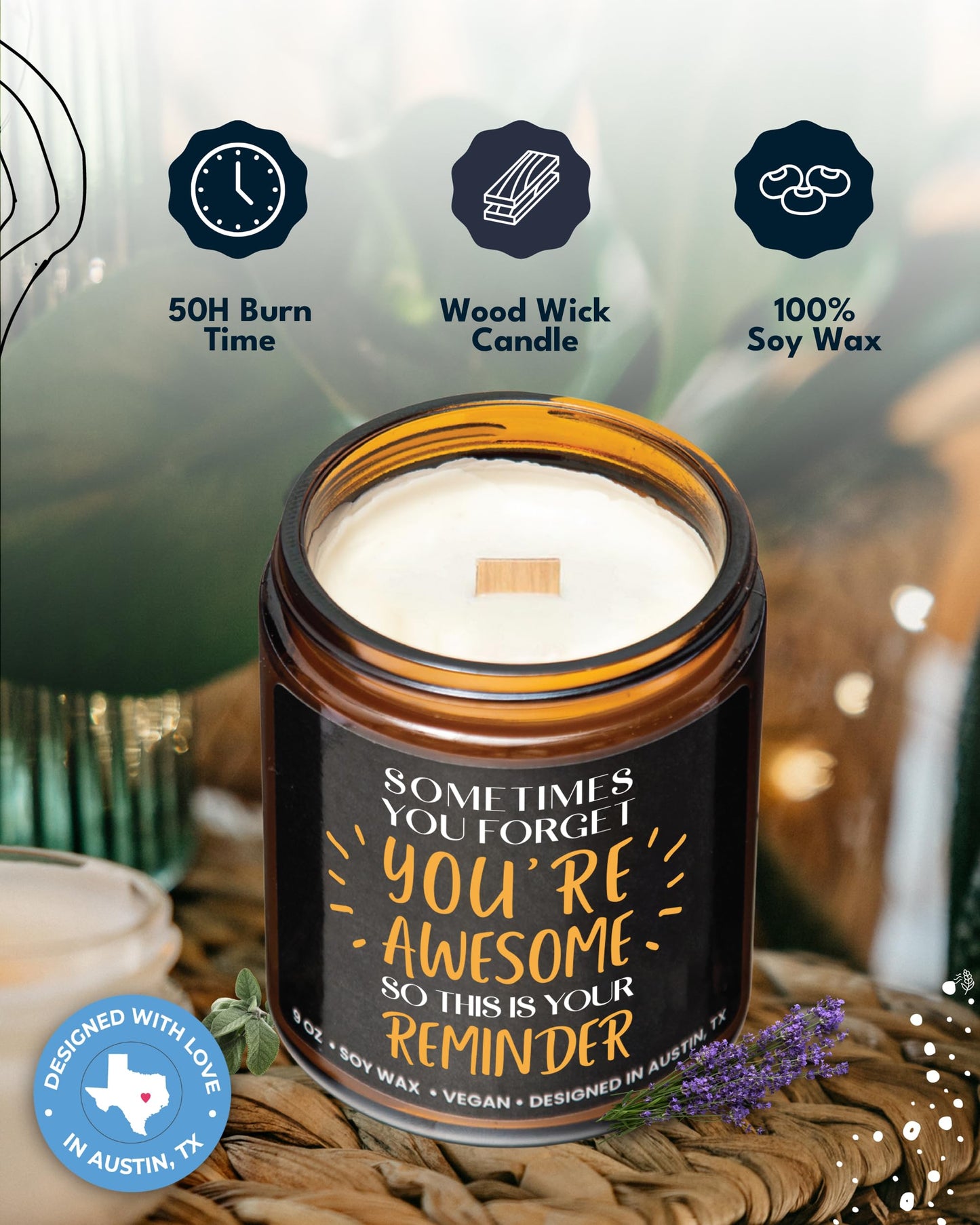 Sometimes You Forget You're Awesome Candle, Inspirational Gifts for Women, Stress Relief Gifts for Women, Appreciation Gift for Coworkers, Appreciation and Encouragement Presents for Men and Women