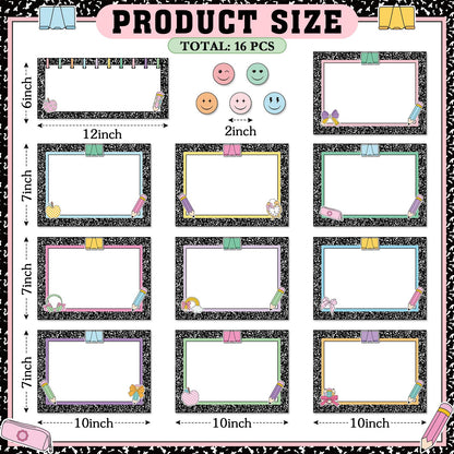 Trandraft 16 Pcs Magnetic Write Wipe Organization Chart Classroom Dry Erase Labels Learning Objectives Board for Whiteboard Goals Targets Classroom Teaching Supplies (Retro)