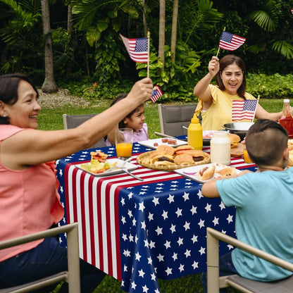 3Pcs 4th of July Tablecloths, 108" X 54" 250th Anniversary Patriotic Plastic Tablecloth, Rectangle 4th of July Table Cloth Red White Blue Tablecover, USA Party Supplies Independence Day Decorations