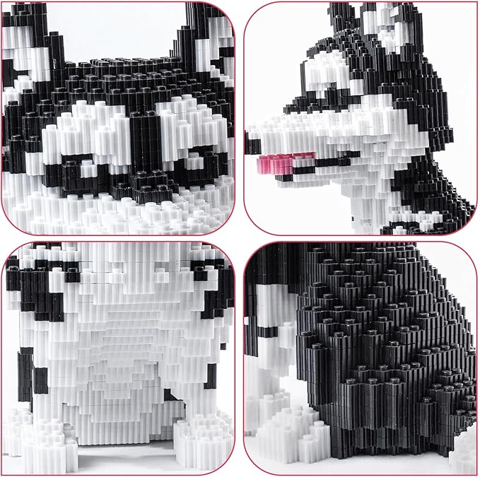 Micro Dog Building Husky Set DIY Animal 3D Puzzle Building Toy Bricks Set Educational Particle Building Blocks Toys Kits Gifts for Kids or Adults (4800 Pieces)