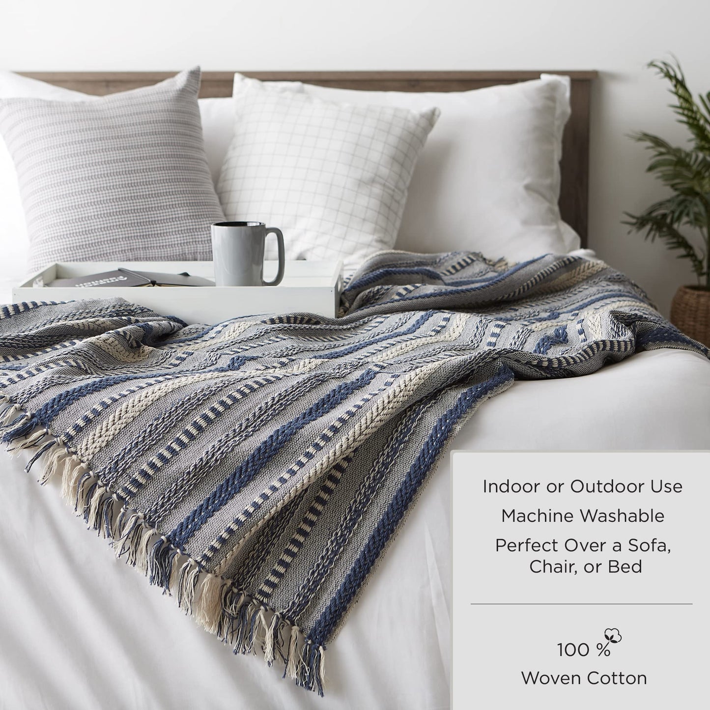 DII Chevron Throw Collection Handloomed Cotton, 50x60, Marigold