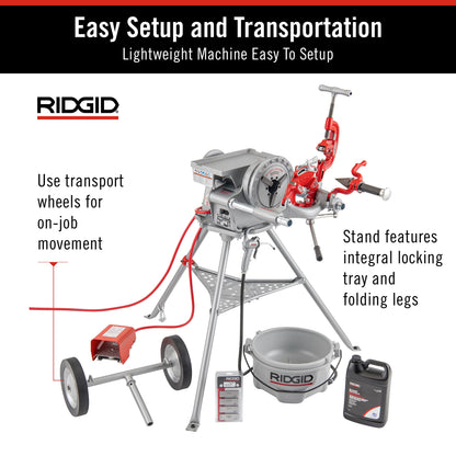 RIDGID 15682 Model 300 Power Drive Complete, 38 RPM Pipe Threading Machine with 1/2-Inch to 3/4-Inch, 1-Inch to 2-Inch Universal Alloy Threading Die Heads, Oiler