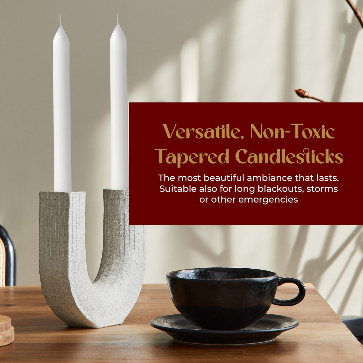 Lerner White Household Candlesticks, Pack of 72 | 3-Hour Burning Time | 4 Inch Tall Dinner Candles | 100% Dripless | Shabbat Candles | Candlesticks for Holidays, Churches, Décor, Emergencies