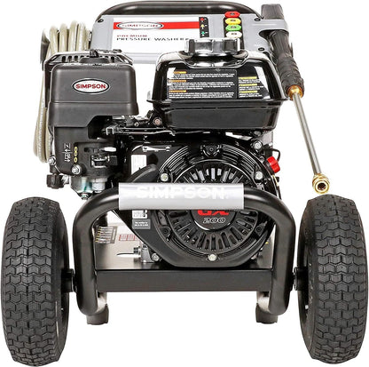 SIMPSON Cleaning PS3228 PowerShot 3300 PSI Gas Pressure Washer, 2.5 GPM, Honda GX200 Engine, Includes Spray Gun and Extension Wand, 5 QC Nozzle Tips, 5/16-inch x 25-foot MorFlex Hose, 49-State