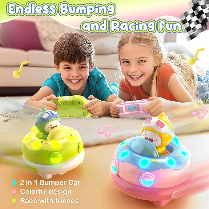 DEERC 2 Pack Remote Control Ejecting Bumper CarRC Car Toys with LED Lights&ampMusic RC Battle Stunt Race Cars Christmas Birthday Gifts Toys for Ages 6+ Year Old Girls Boys
