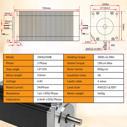 RATTMMOTOR 4 Axis Nema 23 Stepper Motor Kit,3A 425oz.in 112mm Motor Driver,Mach3 Motion Control Card 4 axis USB CNC Controller Kit,36V DC Power Supply for CNC Router Engraving Machine