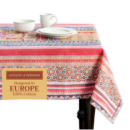 Maison d' Hermine Table Cloth Rectangle Table 100% Cotton 60 x 120 Inches Fall Tablecloth Reusable Everyday Use for Thanksgiving Christmas Decorations Dining Farmhouse Party (Ispahan)