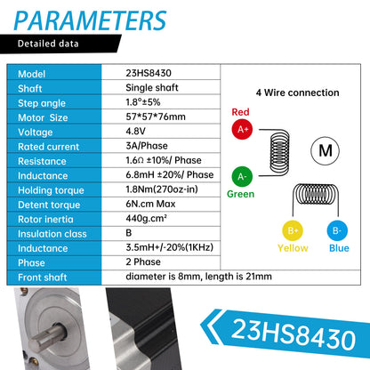 RATTMMOTOR 4 Axis CNC Controller Kit, Nema23 Stepper Motor23HS8430 270oz-in 76mm 3A 1.8Nm, TB6600 Stepper Motor Driver 24VDC, USB Mach3 Motion Control Card Breakout Board, 350W Switching Power Supply