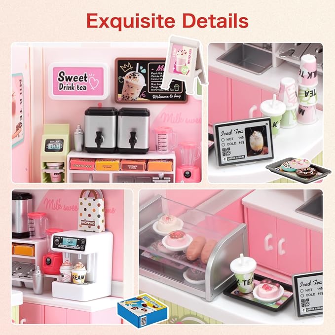 LED Building Blocks for Adults 1:24 DIY Miniature Dollhouse Kits with Roof &amp Dustproof Cover Tiny House Toy Building Sets for Kids Ages 8-12-15 Birthday Hobbies Gift for Men Women Boy Girl