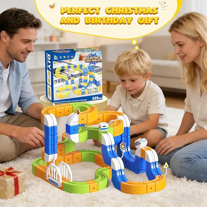 Electric Train Set for Kids 4 5 6 7 8 225PCS(80 Tracks +2Trains) 3D Infinity Flexible Anti-Gravity Race Track STEM DIY Railroad Building Toy Birthday Gifts for Boys &amp Girls Ages 3 4 5 6 7 8