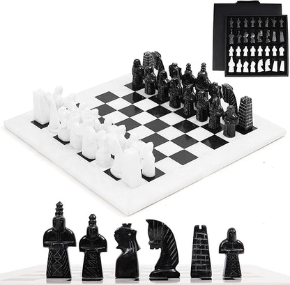 Radicaln Marble Chess Set 15 Inches with Storage Box White and Black Luxury Board Games for Adults Ideal Marble Antique Chess Board Game Set &amp Chess Pieces for Home Decor