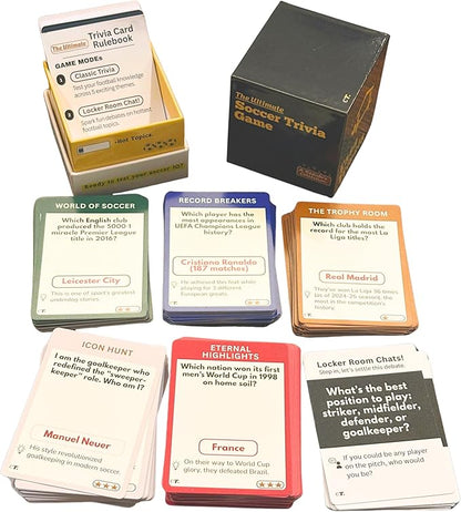 Soccer Trivia Card Game | Best Soccer Gift for Boys Girls Kids &amp Adults | 150 Trivia | World Cup 2026 EPL La Liga &amp Champions League | Family Game Night | Soccer Easter Basket | Coach Team