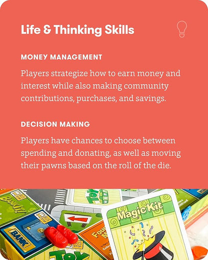SimplyFun BankIt! - Money Game for Kids - Learn to Save Spend Donate Earn Bank Interest and More - Game for Kids Ages 8 and Up 1 to 4 Players