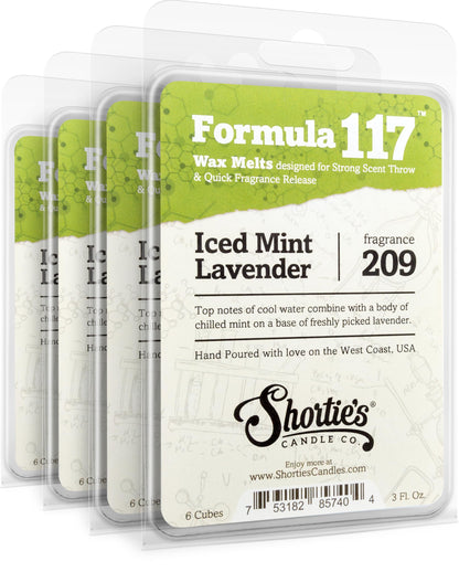 Shortie's Candle Company Iced Mint Lavender Premium Wax Melts 4 Pack - 12 Oz., Strong & Long Lasting, Non-Toxic - Made with Essential & Natural Oils - Formula 117