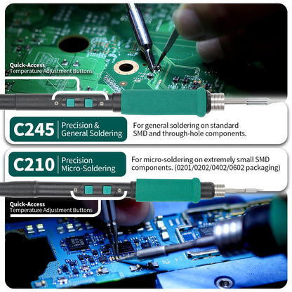YIHUA 982D-II 2-IN-1 Digital Soldering Iron Kit, Precision Soldering Station with C210 and C245 Precision Soldering Iron, Auto Calibration, Adaptive Display, PID Temperature Control, Rapid Heating