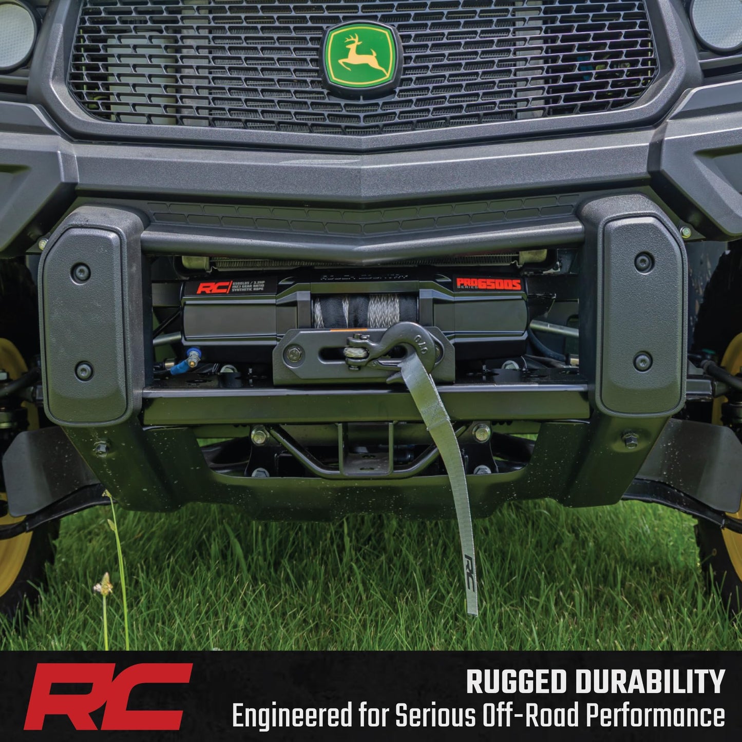 Rough Country 6,500 LB Winch Kit for John Deere Gator XUV 835E - Heavy Duty Mount, Pro Series UTV Winch with 50' Synthetic Rope, Bolt-On Upgrade