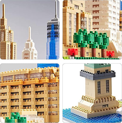 Architecture New York City Skyline Micro Mini Building Blocks Sets New York Landmark Building Kits Model Toys Gift for Adults Kids Teens 3452 PCS