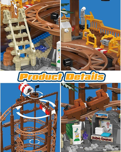 Sosuy Roller-Coaster Building Set Electric Motorized Track Ship Amusement Park Toy for Boy Girl Teen Easter Birthday Gifts for Adult Kid Ages 6 7 8 9+ City Construction Theme Collection 2174pcs