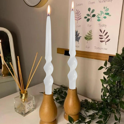 White Taper Candles Twisted Candles Sticks Long Spiral Candlesticks Unscented Candles Smokeless Candle for Wedding Party Dinner Home Decoration