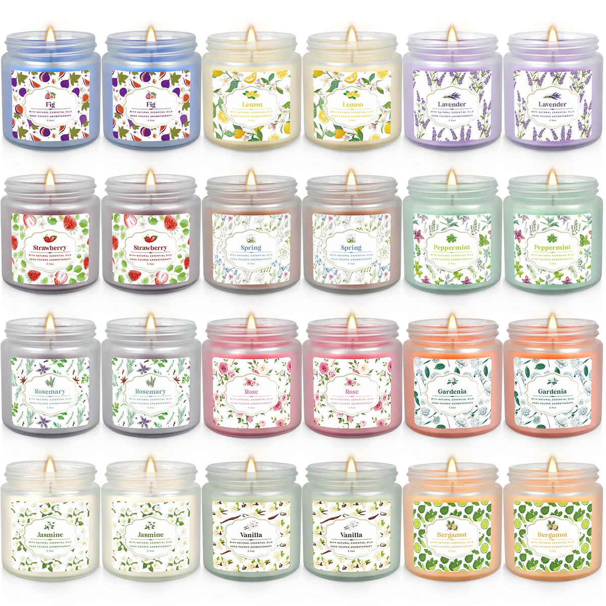 YOROXRG 24 Pack Scented Candles with Added Natural Essential Oils, 3.5oz, Suitable for Various Festivals, Parties, Yoga, and Home Scene