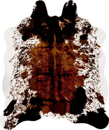 CONBEN Faux Cowhide Rug Large (4.3ft x 5.6ft) - Non-Slip Backing, Cow Print Decor - Fireplace Hearth Rug, Wall Art Farmhouse, Western Floor Rugs for Living Room, Bedroom, Dining Area or Office