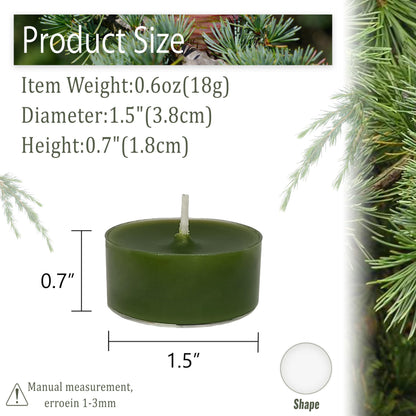 Green Tea Candles Tea Lights Smokeless Cedar Scent Tealight Candles Handmade Tealights Set of 24 Long Burning for Wedding Meditation Dinner Home Decor
