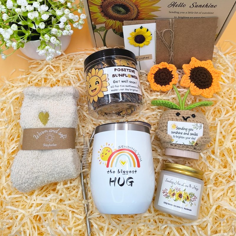 Get Well Soon Gift Baskets for Women,Unique Sunshine Box Care Package,Inspirational Sunflower Mothers Day Gift,Healing Recovery Gifts for Mom, Sister,Wife, Daughter, Best Friend
