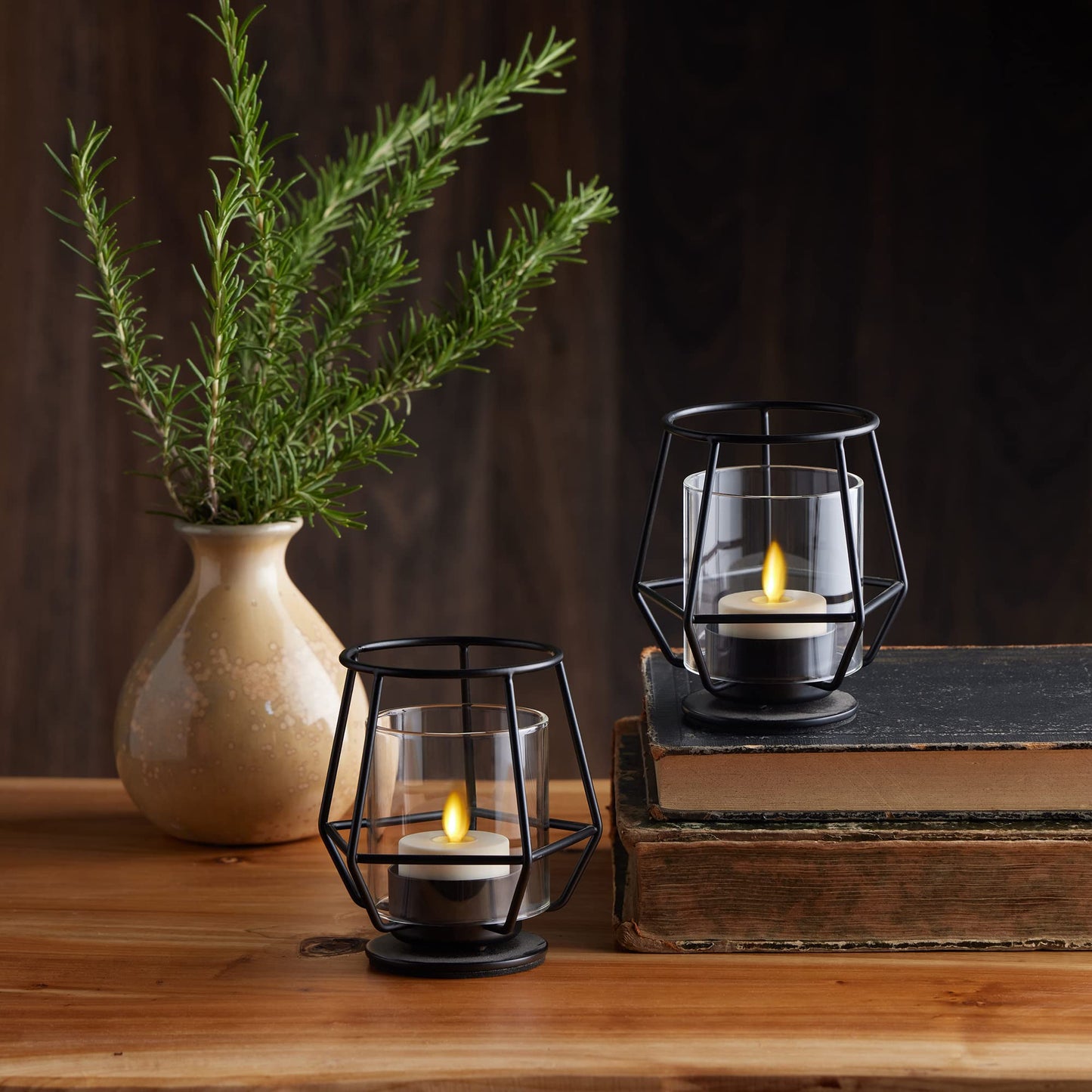 Luminara Flameless Tealights Rechargeable LED Set of 2 1.5" x 2.1", Battery Operated Moving Flame w/USB Charging Base, Indoor Safe Decorative Lights