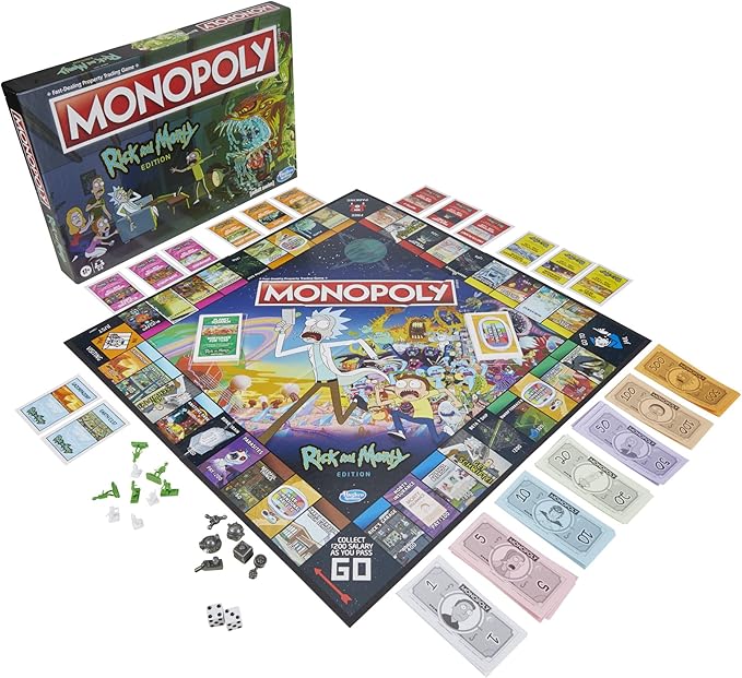 Hasbro Gaming Monopoly: Rick and Morty Edition Board Game Cartoon Network Game for Families and Teens 17+ Includes Collectible Monopoly Tokens (Amazon Exclusive)