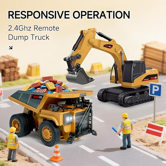 BRRRRT 1/64 RC Dump TruckMini Dump Truck Toy8-Channel Remote Control Toy with Metal Bed &amp Light RC Construction VehiclesType-C Built-in BatteryBirthday Gifts for Boys and Girls Age 3+