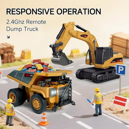 BRRRRT 1/64 RC Dump TruckMini Dump Truck Toy8-Channel Remote Control Toy with Metal Bed &amp Light RC Construction VehiclesType-C Built-in BatteryBirthday Gifts for Boys and Girls Age 3+
